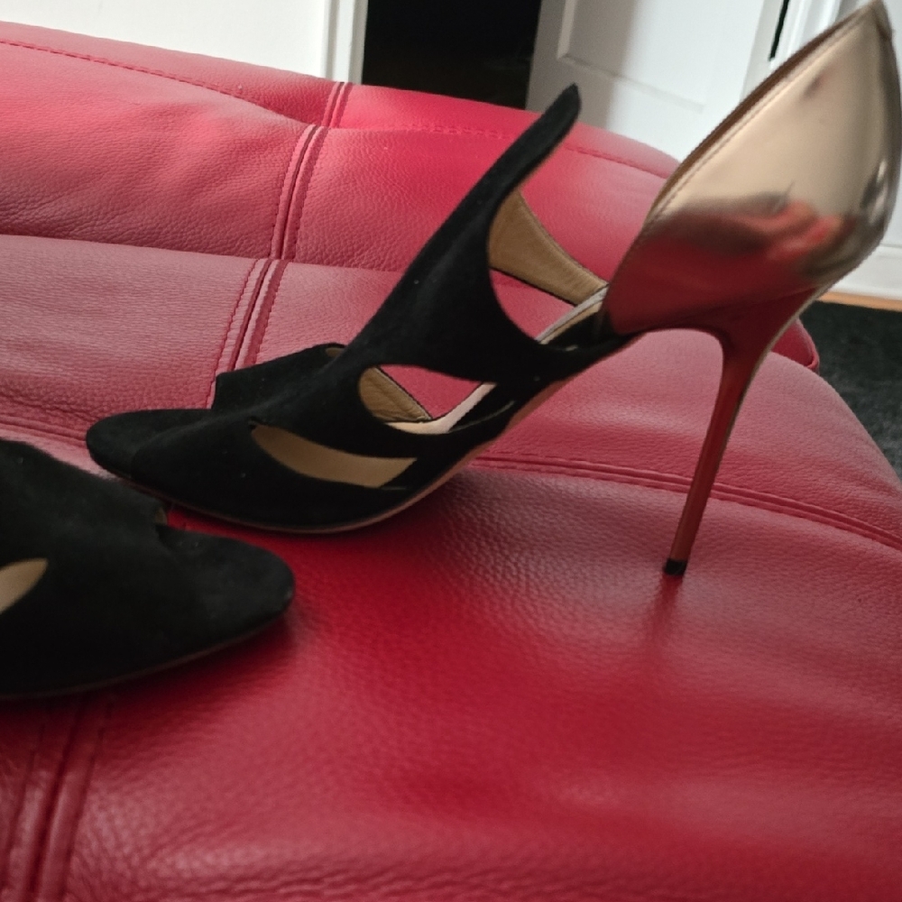 Jimmy Choo Black and Gold Cutout Heels